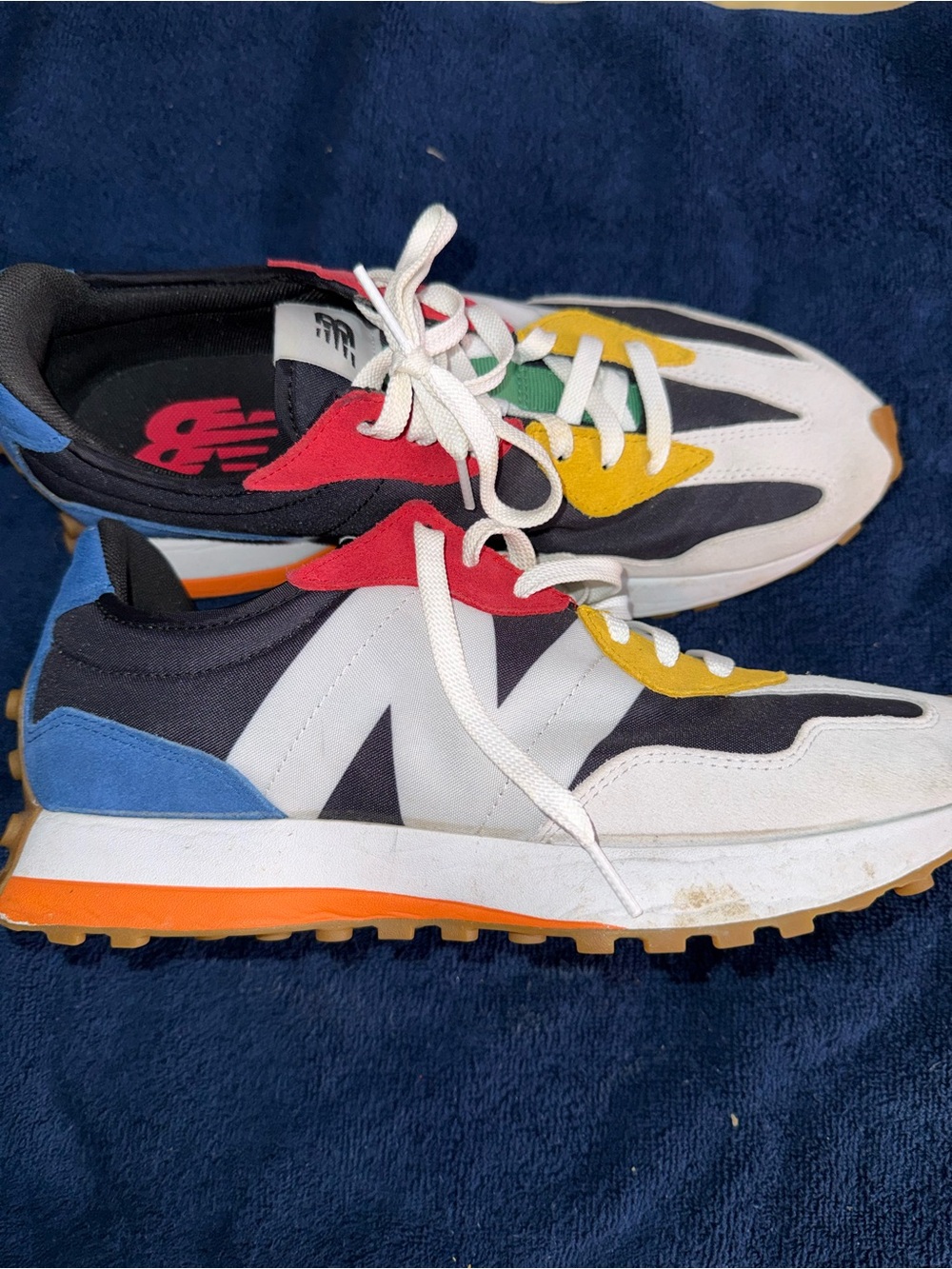 New Balance White Blue Yellow Red Retro Runner Sneakers
